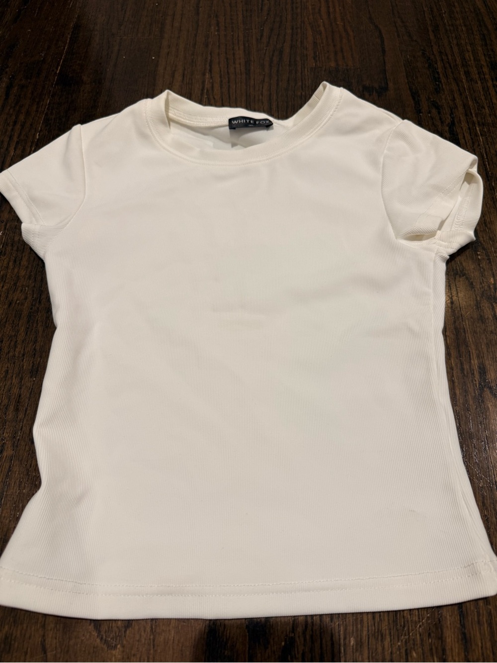 White Fox Boutique Cream Ribbed Short Sleeve Tee